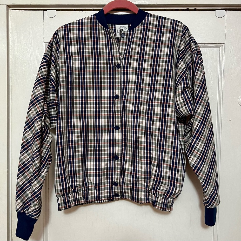 vintage lightweight plaid button front jacket